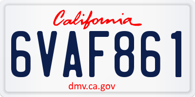 CA license plate 6VAF861