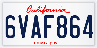 CA license plate 6VAF864