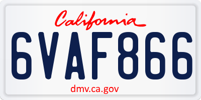 CA license plate 6VAF866