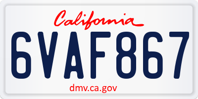 CA license plate 6VAF867