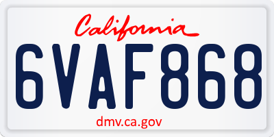 CA license plate 6VAF868