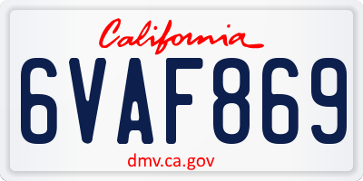 CA license plate 6VAF869