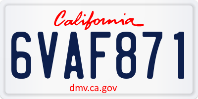 CA license plate 6VAF871