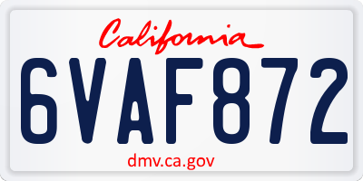 CA license plate 6VAF872