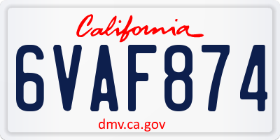 CA license plate 6VAF874
