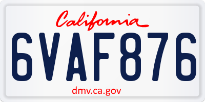 CA license plate 6VAF876