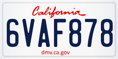 CA license plate 6VAF878