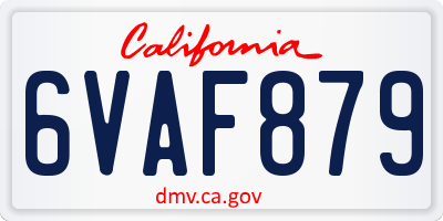 CA license plate 6VAF879