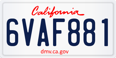 CA license plate 6VAF881