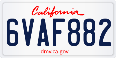CA license plate 6VAF882