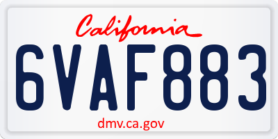 CA license plate 6VAF883