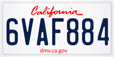 CA license plate 6VAF884