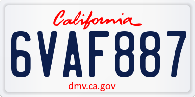 CA license plate 6VAF887