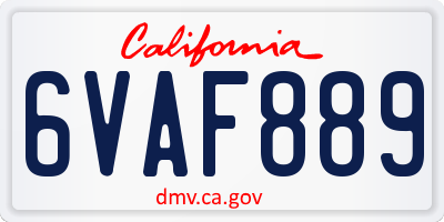 CA license plate 6VAF889