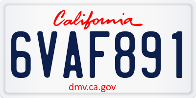 CA license plate 6VAF891