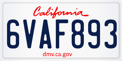 CA license plate 6VAF893