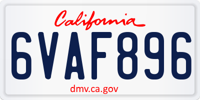 CA license plate 6VAF896