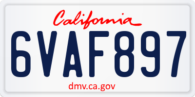 CA license plate 6VAF897