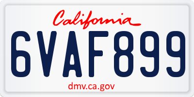 CA license plate 6VAF899