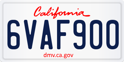 CA license plate 6VAF900