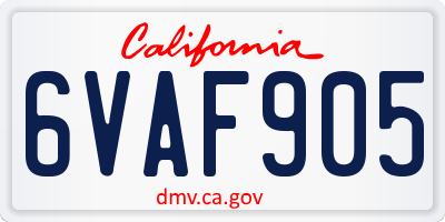CA license plate 6VAF905