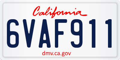 CA license plate 6VAF911