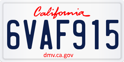 CA license plate 6VAF915