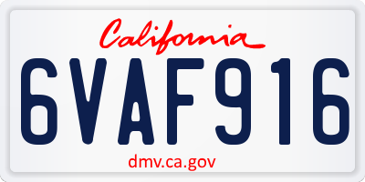 CA license plate 6VAF916