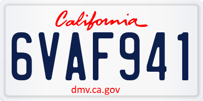 CA license plate 6VAF941