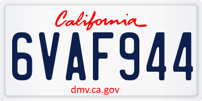 CA license plate 6VAF944