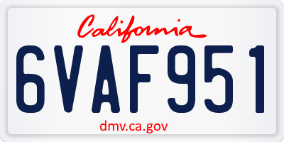 CA license plate 6VAF951