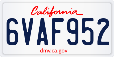 CA license plate 6VAF952