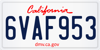 CA license plate 6VAF953