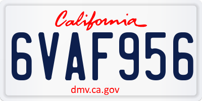 CA license plate 6VAF956