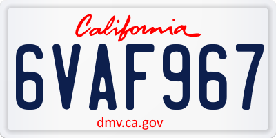 CA license plate 6VAF967