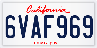 CA license plate 6VAF969