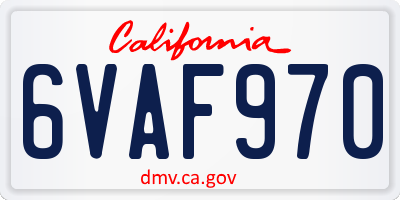 CA license plate 6VAF970