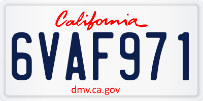 CA license plate 6VAF971