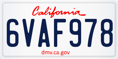 CA license plate 6VAF978