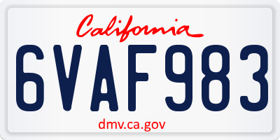 CA license plate 6VAF983