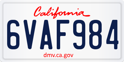 CA license plate 6VAF984
