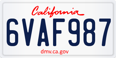 CA license plate 6VAF987