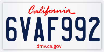 CA license plate 6VAF992