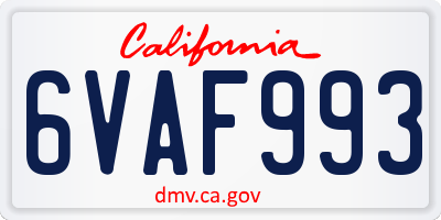 CA license plate 6VAF993