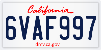 CA license plate 6VAF997