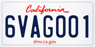 CA license plate 6VAG001