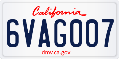 CA license plate 6VAG007