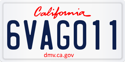 CA license plate 6VAG011