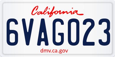 CA license plate 6VAG023