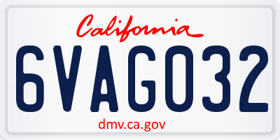 CA license plate 6VAG032